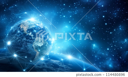 Digital world map globe with global network technology, Generative AI 114480896