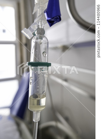 Detail of intravenous medication in a hospital, illness 114480966