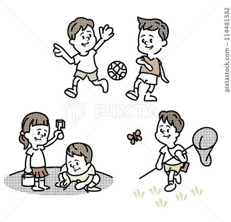 Illustration of kids playing outside Illustration of kids playing outside 114481382