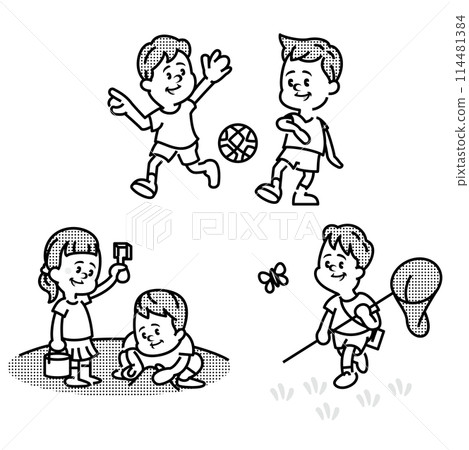 Illustration of kids playing outside Illustration of kids playing outside 114481384