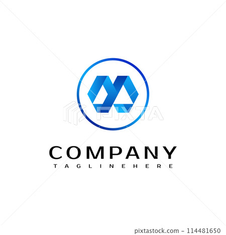 Modern initial M D letter geometric logo template, elegant brand mark logo design vector concept 114481650