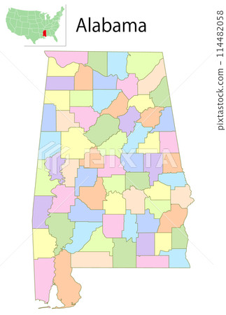 Alabama USA map colorful icon 114482058