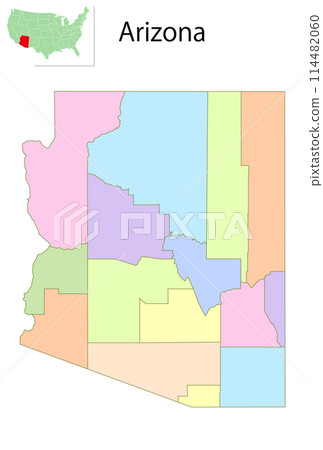 亞利桑那州美國地圖彩色圖標 114482060