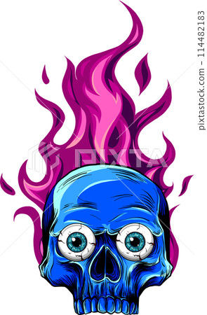 Skull fire vector illustration on white background Skull fire vector illustration on white background 114482183