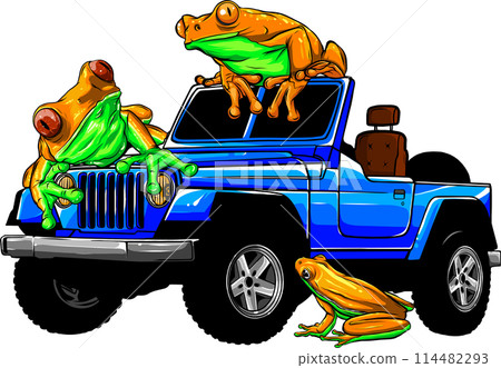 Hunter car jeep vector illustration on white background. digita hand draw design 114482293