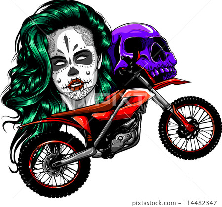 vector illustration of Motocross dirt rider on white background 114482347