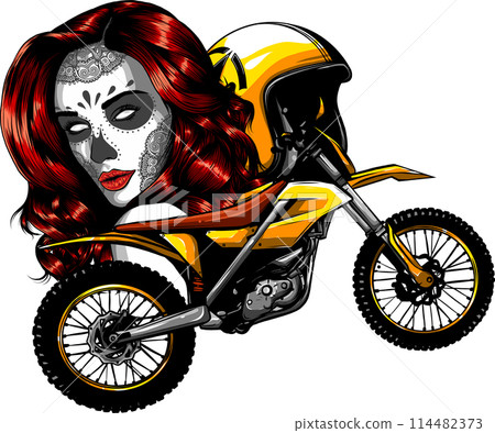 girl motocross vector design illustration on white background girl motocross vector design illustration on white background 114482373