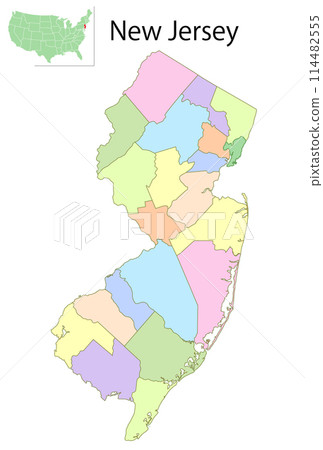 New Jersey USA map colorful icon New Jersey USA map colorful icon 114482555