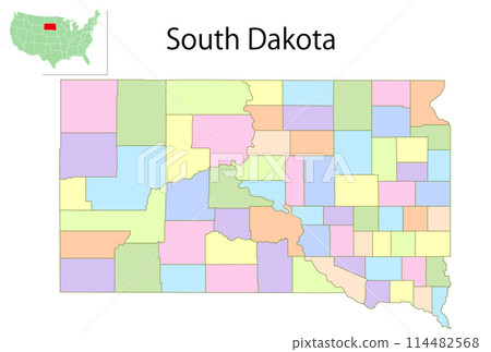 South Dakota USA map colorful icon 114482568