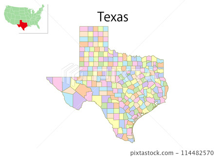 德克薩斯州美國地圖彩色圖標 114482570