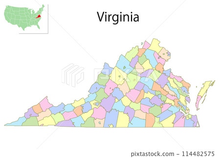 Virginia USA map colorful icon 114482575