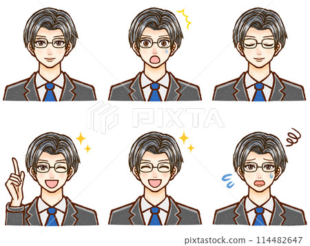 Set of 5 illustrations of adult men in suits 114482647