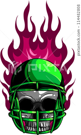 Cartoon detailed realistic colorful scary human skull american football rugby protective sport helmet 114482808