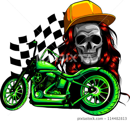 vector illustration of Vintage motorcycle on white background. digital draw 114482813