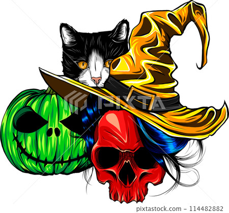 vector illustration of halloween set on white background vector illustration of halloween set on white background 114482882