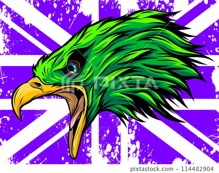 united kingdom flag and eagle head vector art 114482904