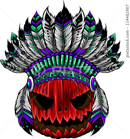 Illustration vector graphic of pumpkin with bonnet on white background Illustration vector graphic of pumpkin with bonnet on white background 114482907