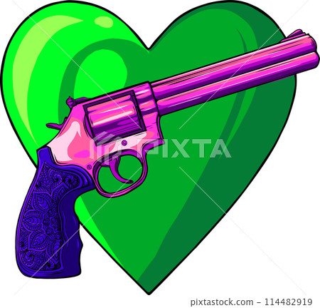 Vector illustration of revolvers with heart on white background Vector illustration of revolvers with heart on white background 114482919