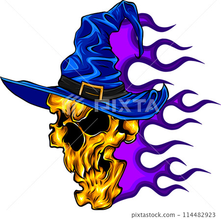 Head skull fire vector illustration design art Head skull fire vector illustration design art 114482923