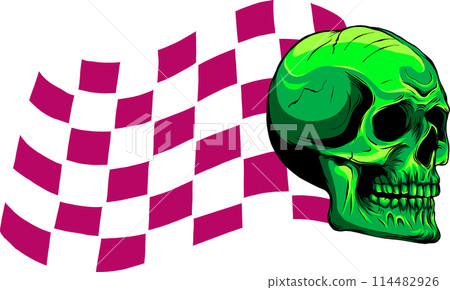 vector illustration ofskull racing flag on white background. digital draw vector illustration ofskull racing flag on white background. digital draw 114482926