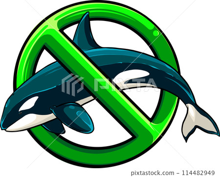 Cute killer whale cartoon on white background 114482949