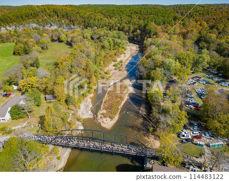 Aerial view of the War Eagle Fair and parking lot 114483122
