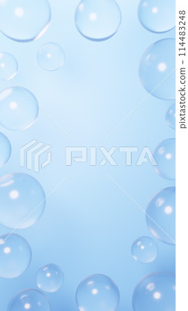 藍色背景上多個水滴的背景資料。複製空間。 3D（垂直） 114483248