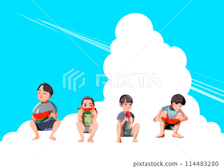 暑假男孩子吃西瓜 暑假男孩子吃西瓜 114483280