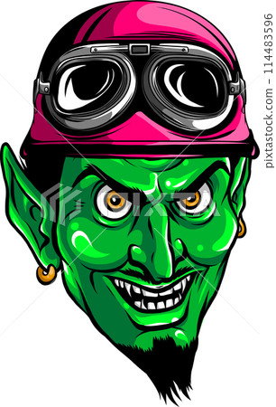 Rockabilly Devil tattoo vector illustration in full color on white background Rockabilly Devil tattoo vector illustration in full color on white background 114483596