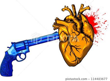Golden gun over white background vector illustration 114483677