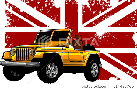 Hunter car jeep vector illustration on white background. digita hand draw design 114483760