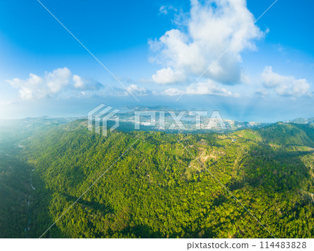 aerial view of the mountains and the sky aerial view of the mountains and the sky 114483828