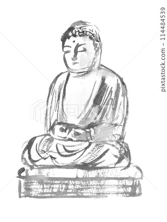 水墨畫風格的大佛插圖 114484539