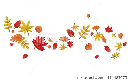 Vector 3d images of fallen leaves flying in the wind in orange and yellow tones Vector 3d images of fallen leaves flying in the wind in orange and yellow tones 114485075