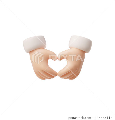 Hands making heart shape gesture 3D icon, vector love feelings symbol, Valentines day romantic fingers gesture emoji 114485118