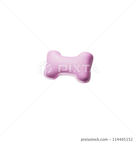 Cartoon 3D pink dog bone. Accessory for pets on an isolated background. 114485152