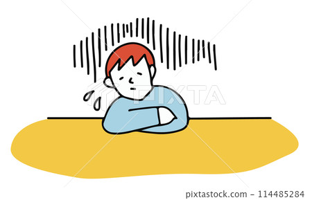 一個人疲倦且沒有動力的插圖 一個人疲倦且沒有動力的插圖 114485284