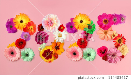 AI-generated image: 2025 lettering made of flowers 114485417