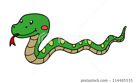 AI生成的圖像|可愛的蛇插圖|蛇年賀卡素材| 114485535