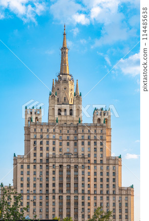 The view on the residential Stalinist high-rise building on Kudrinskaya Square. It is the one of seven Stalinist skyscrapers built in 1947-1954. The view on the residential Stalinist high-rise building on Kudrinskaya Square. It is the one of seven Stalinist skyscrapers built in 1947-1954. 114485638