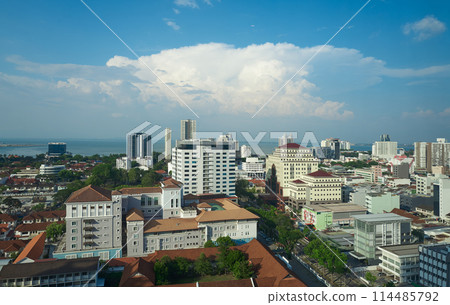 Aerial panoramic view of Penang George Town city 114485792