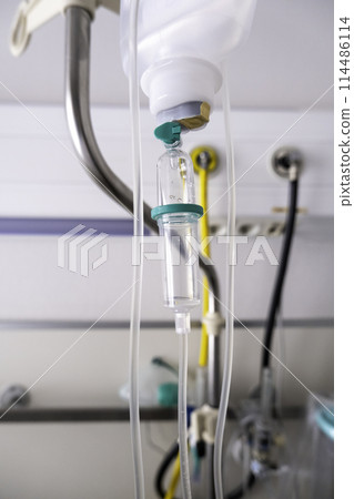 Detail of intravenous medication in a hospital, illness Detail of intravenous medication in a hospital, illness 114486114