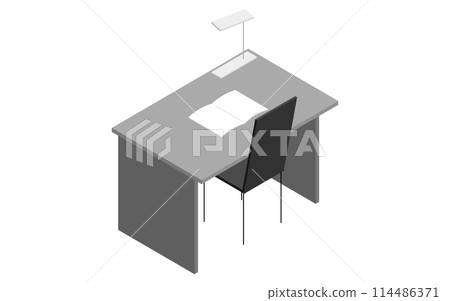Interior: study desk, work desk, isometric illustration Interior: study desk, work desk, isometric illustration 114486371