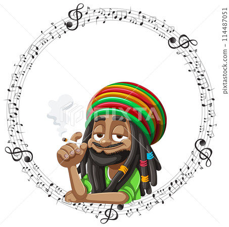 Reggae Musician in Musical Note Frame Reggae Musician in Musical Note Frame 114487051