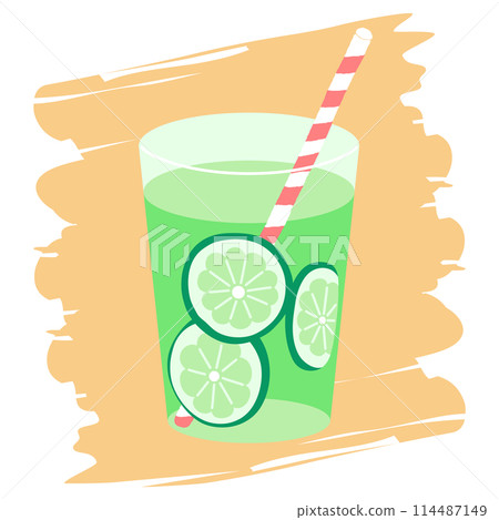果汁與水果片的彩色插圖 114487149