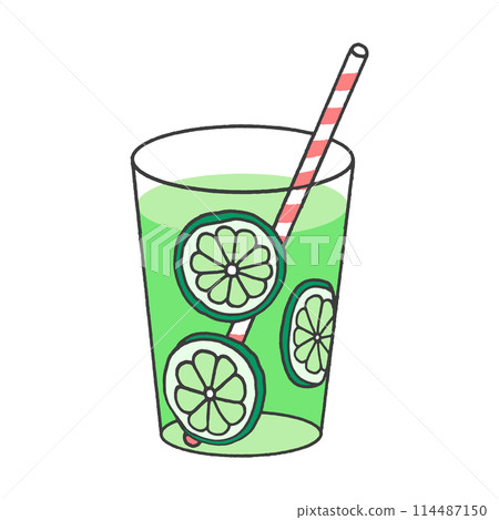 Color illustration of juice with fruit slices Color illustration of juice with fruit slices 114487150