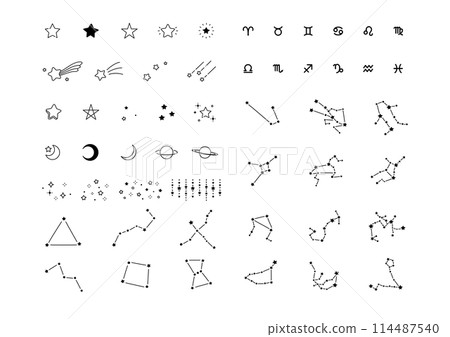 柔軟可愛的星星和星座套裝，黑色和白色 114487540