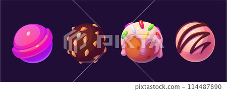 Cute candy planet for fantasy universe design. Cute candy planet for fantasy universe design. 114487890