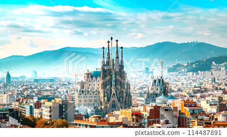 Scenic View of an Iconic Cathedral Rising Above the Cityscape on a Sunny Day. Urban Beauty Captured, Perfect for Travel Themes. AI 114487891