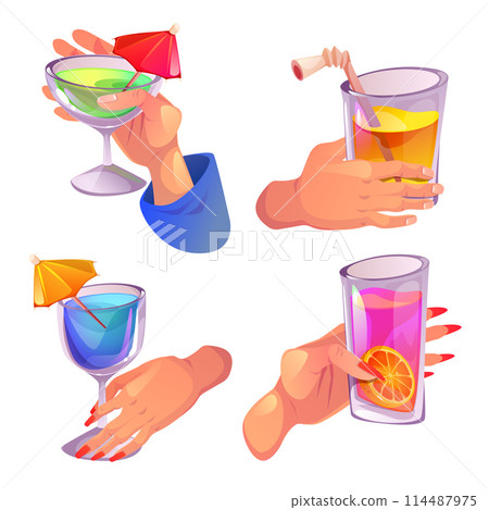 Alcohol cocktail glass in hand for party toast 114487975